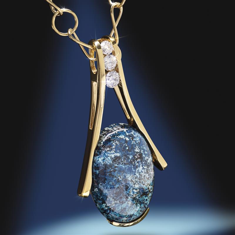 Cleopatra's Secret Chrysocolla Pendant, Chain and Earrings